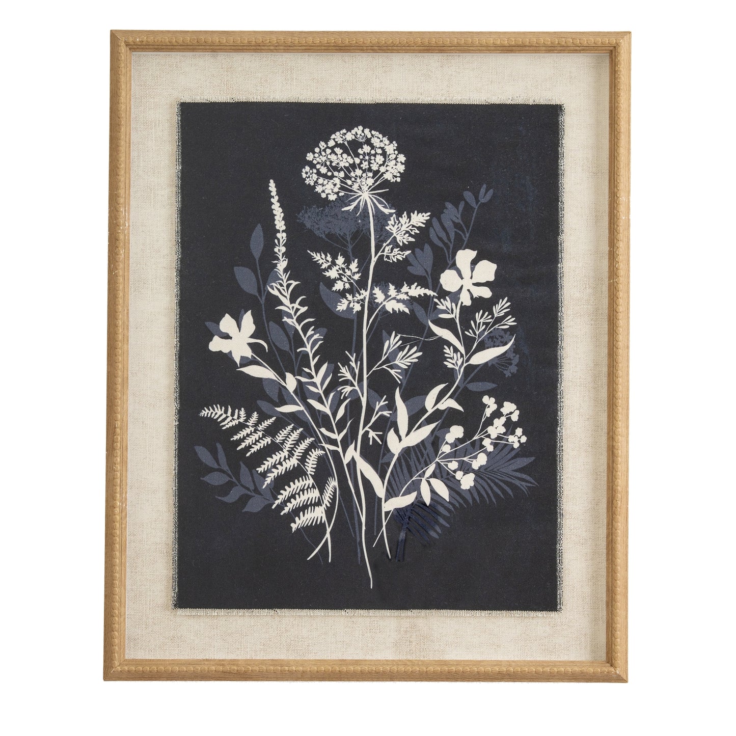 Flora & Fauna Collection Meadow On Linen In Beaded Frame - Printed Art from the Quanta Home collection.