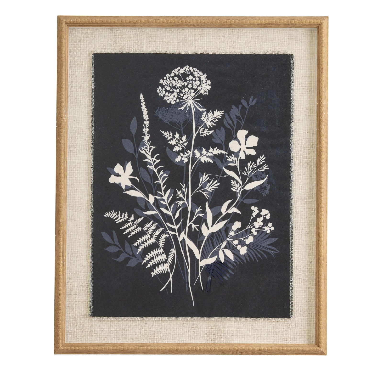 Flora & Fauna Collection Meadow On Linen In Beaded Frame - Printed Art from the Quanta Home collection.