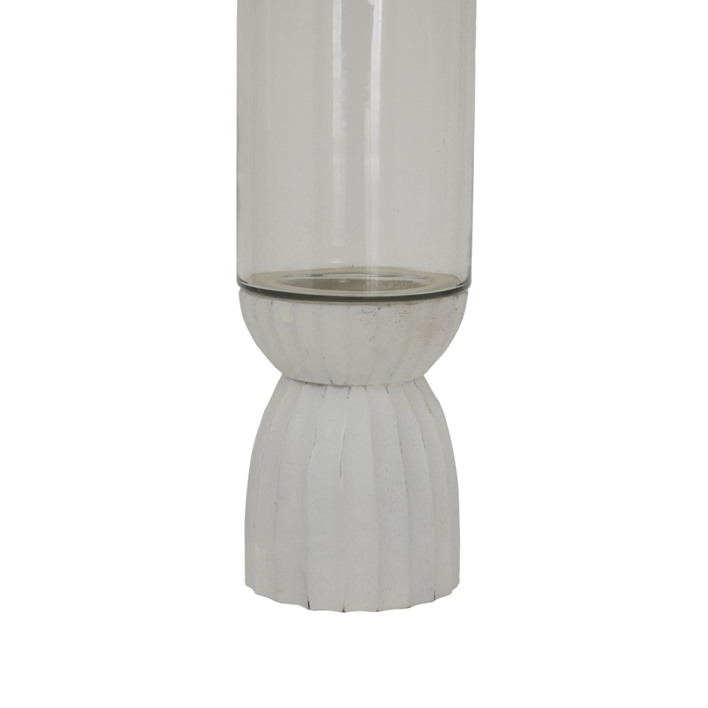 White Carved Hurricane Lantern - Candle Holders from the Quanta Home collection.