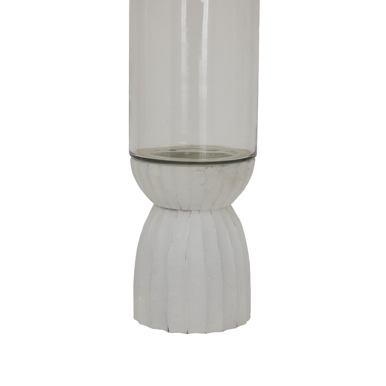 White Carved Hurricane Lantern - Candle Holders from the Quanta Home collection.