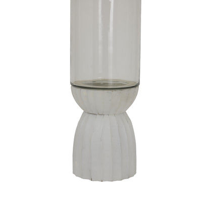 White Carved Hurricane Lantern - Candle Holders from the Quanta Home collection.
