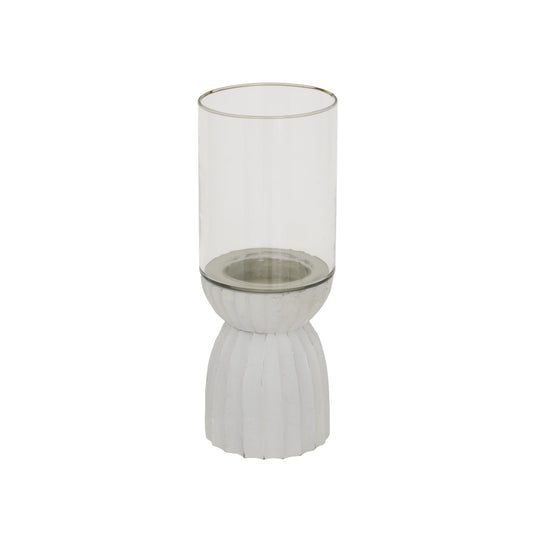 White Carved Hurricane Lantern - Candle Holders from the Quanta Home collection.