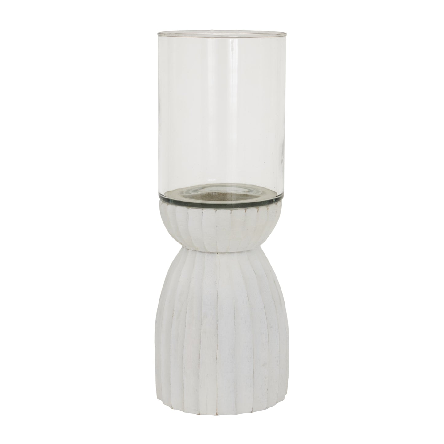 Large White Carved Hurricane Lantern - Candle Holders from the Quanta Home collection.