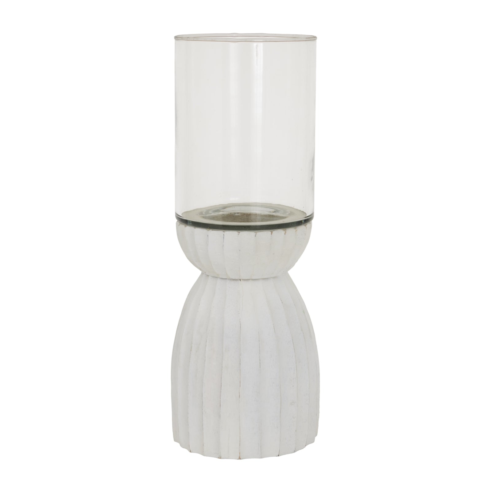 Large White Carved Hurricane Lantern - Candle Holders from the Quanta Home collection.