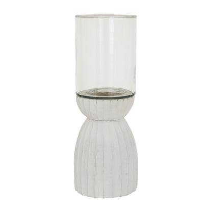 Large White Carved Hurricane Lantern - Candle Holders from the Quanta Home collection.