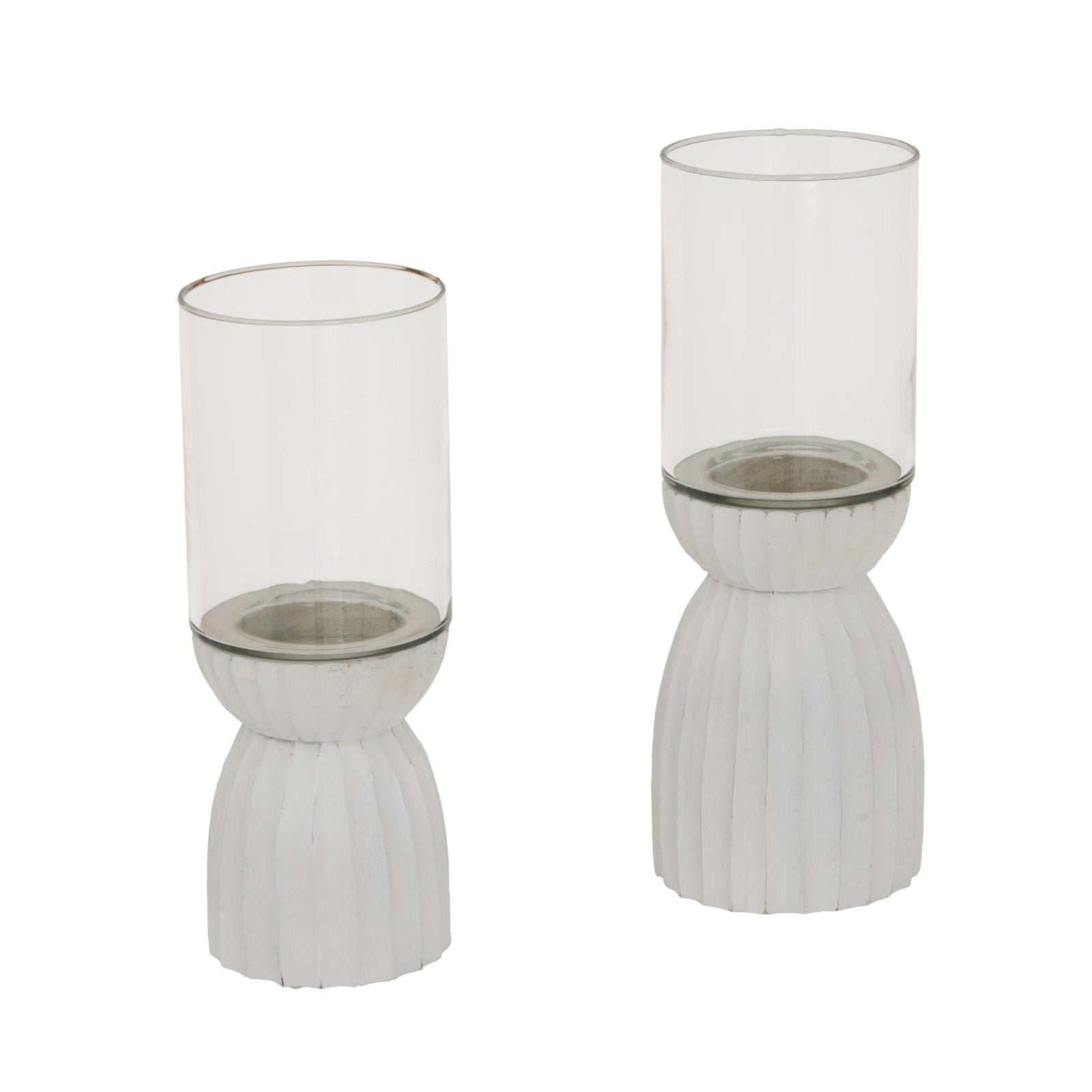 Large White Carved Hurricane Lantern - Candle Holders from the Quanta Home collection.