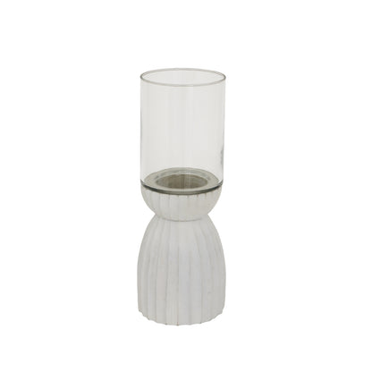 Large White Carved Hurricane Lantern - Candle Holders from the Quanta Home collection.