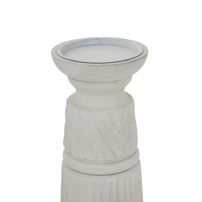 White Carved Candle Holder - Candle Holders from the Quanta Home collection.