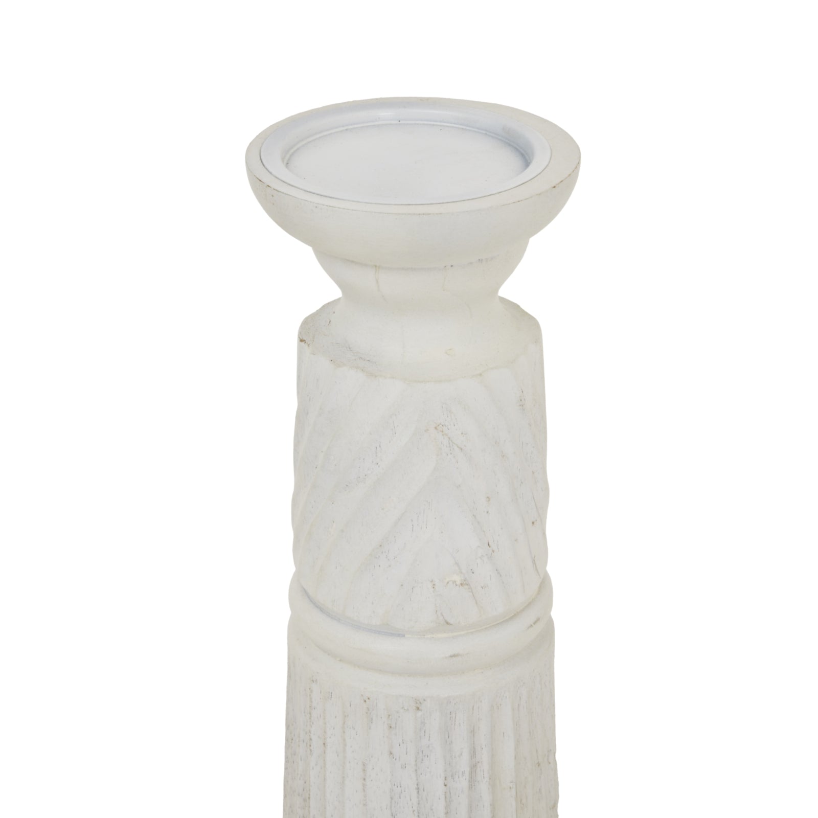 Medium White Carved Candle Holder - Candle Holders from the Quanta Home collection.