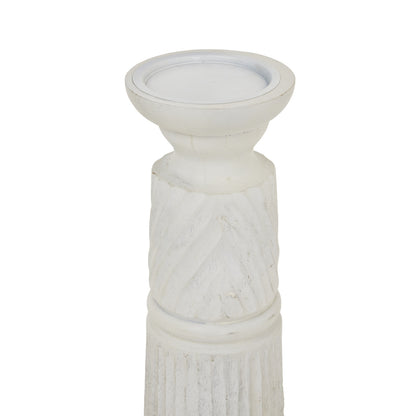 Medium White Carved Candle Holder - Candle Holders from the Quanta Home collection.
