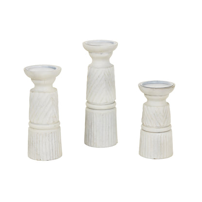 Medium White Carved Candle Holder - Candle Holders from the Quanta Home collection.