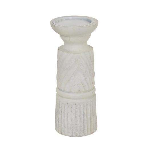 Medium White Carved Candle Holder - Candle Holders from the Quanta Home collection.