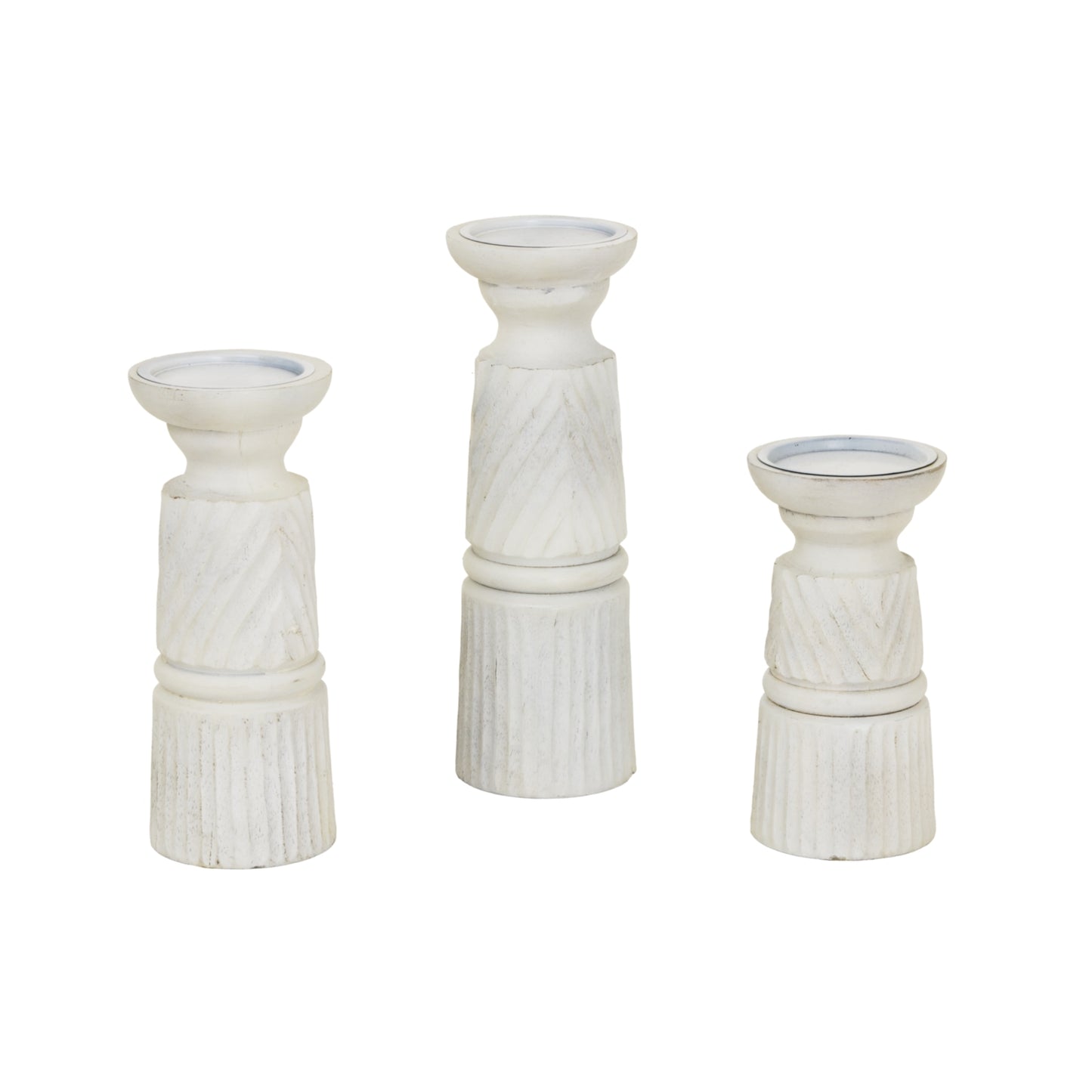 Large White Carved Candle Holder - Candle Holders from the Quanta Home collection.