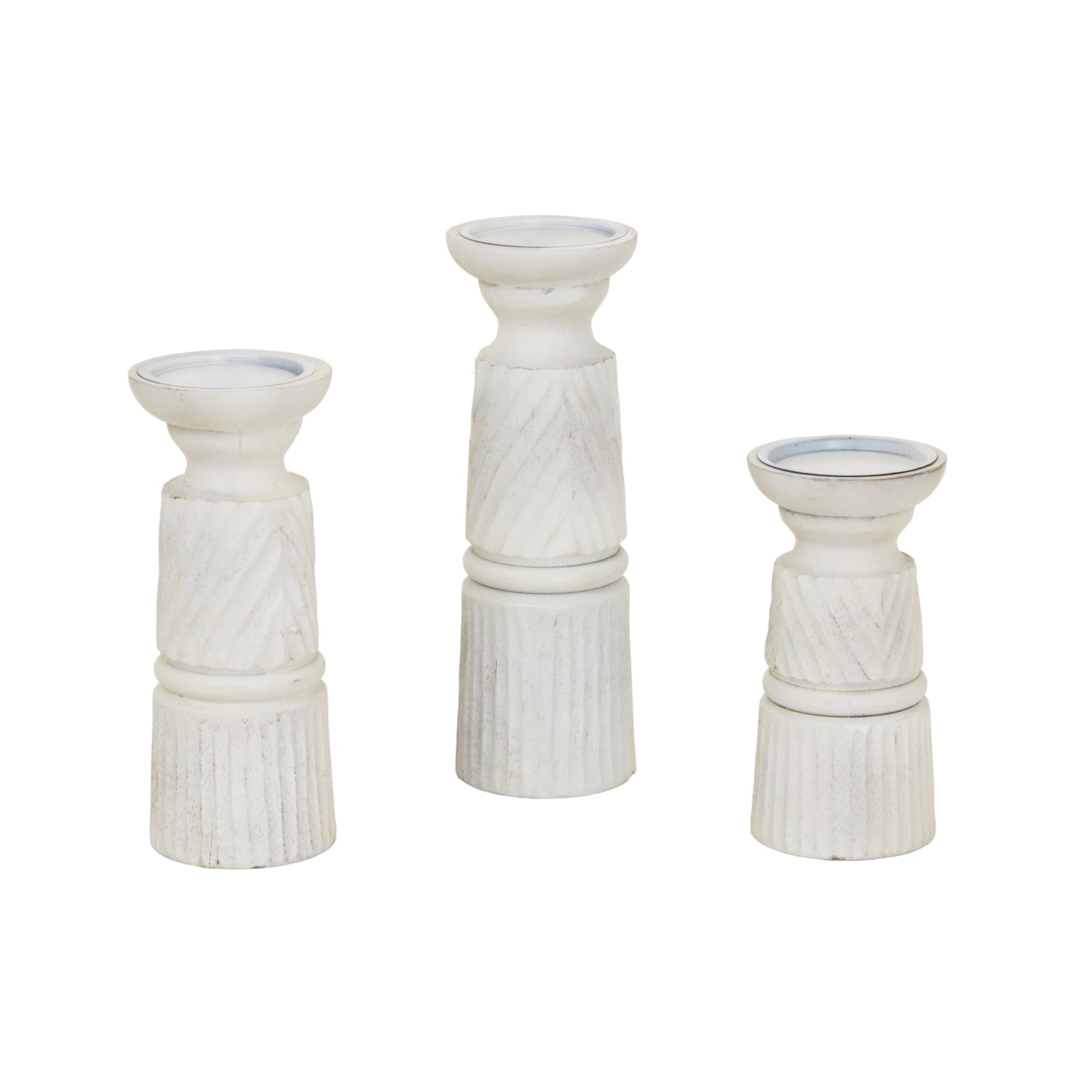 Large White Carved Candle Holder - Candle Holders from the Quanta Home collection.