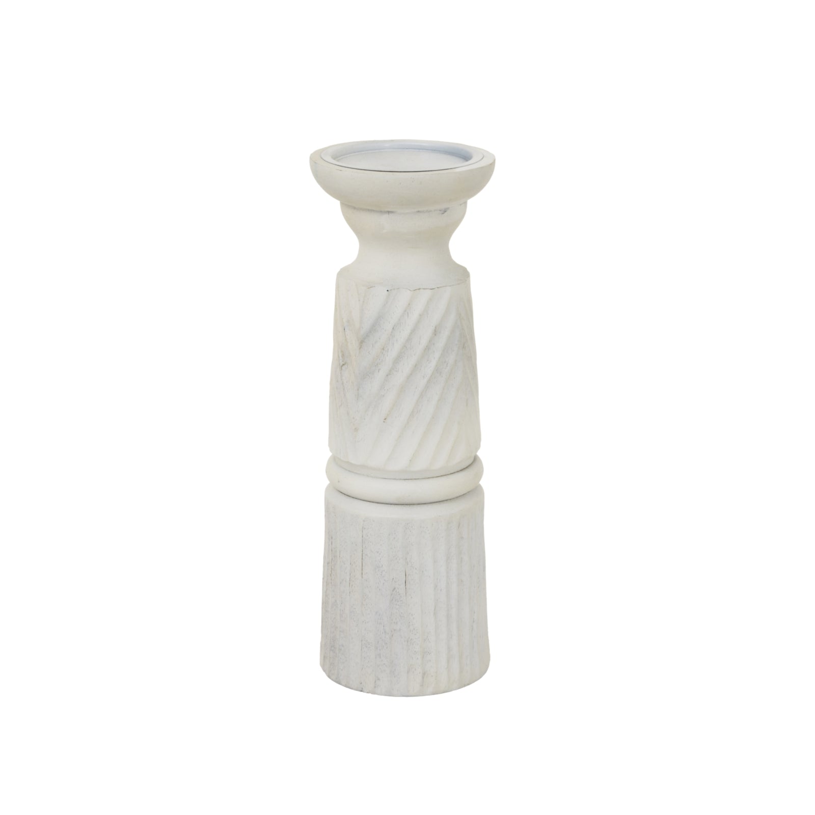 Large White Carved Candle Holder - Candle Holders from the Quanta Home collection.