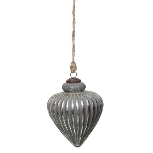 Grey Metallic Collection Large Vallupe Bauble - Christmas from the Quanta Home collection.