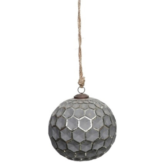 Grey Metallic Collection Large Honey Combe Bauble - Christmas from the Quanta Home collection.