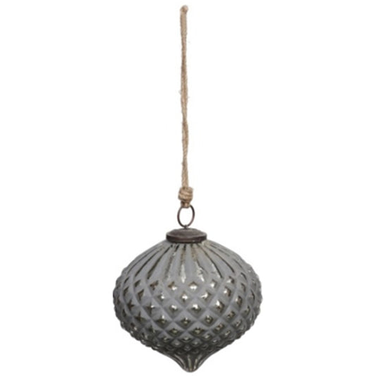 Grey Metallic Collection Large Teardrop Combe Bauble - Christmas from the Quanta Home collection.