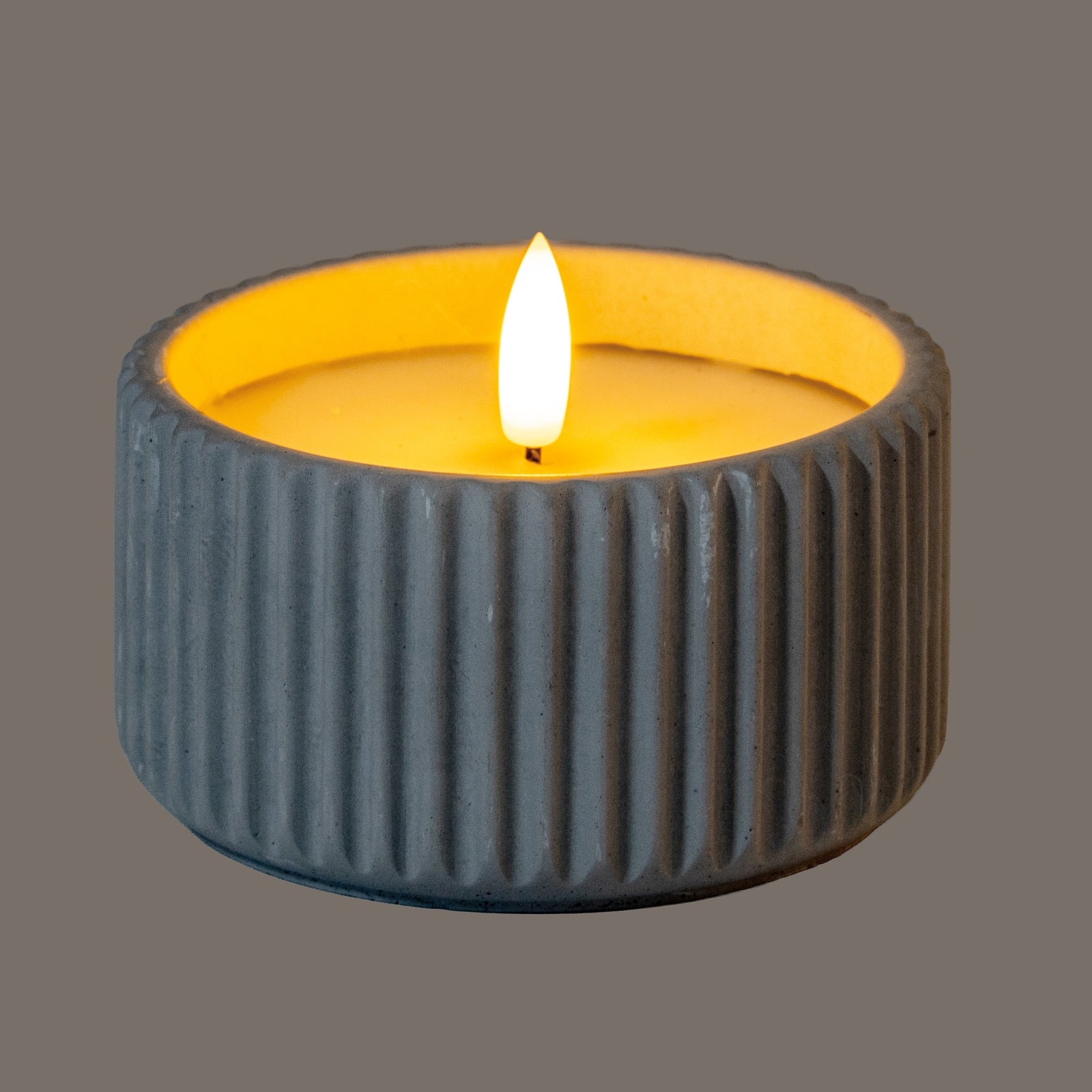 Luxe Collection Natural Glow Chalk Ribbed Small Led Candle - Candles from the Quanta Home collection.