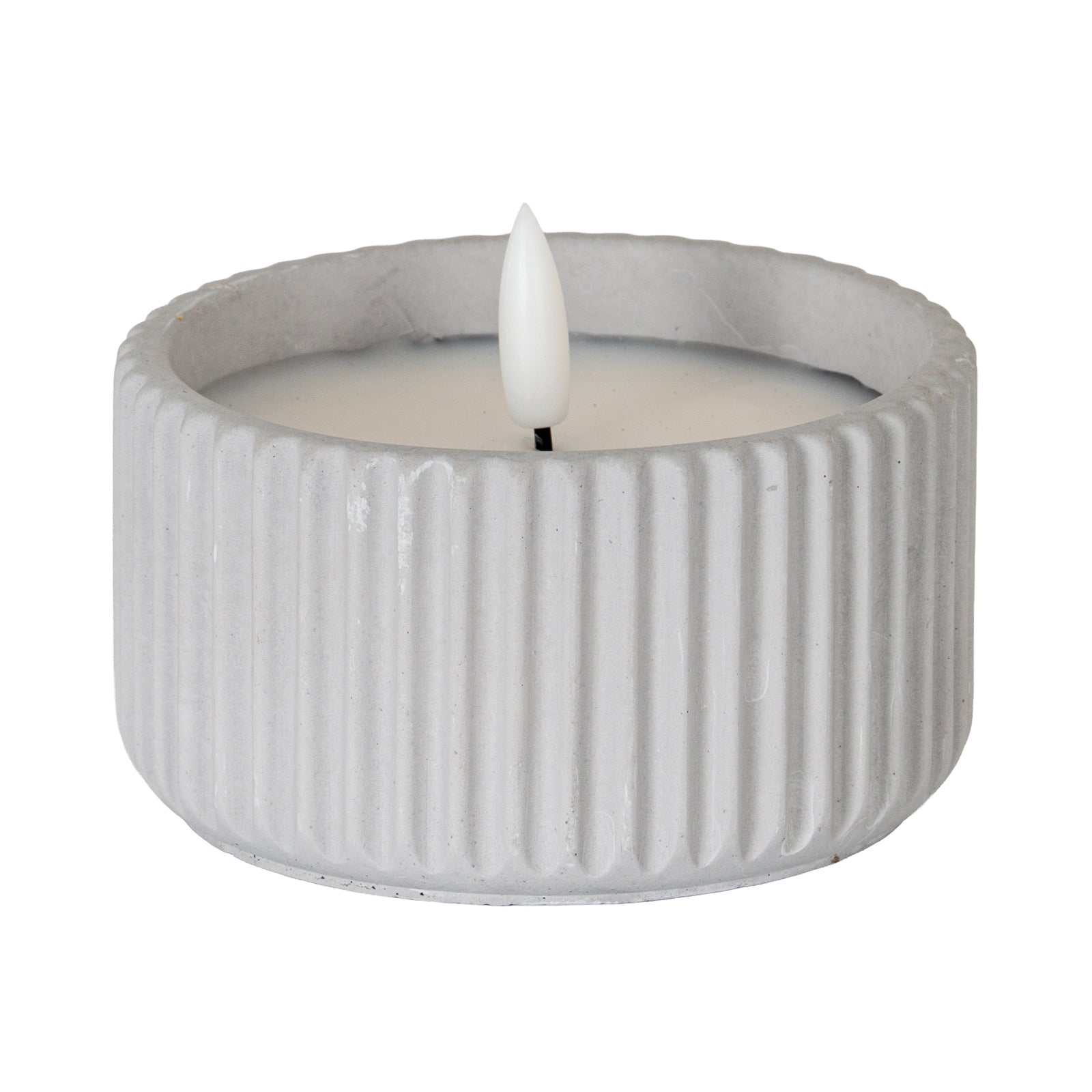 Luxe Collection Natural Glow Chalk Ribbed Small Led Candle - Candles from the Quanta Home collection.