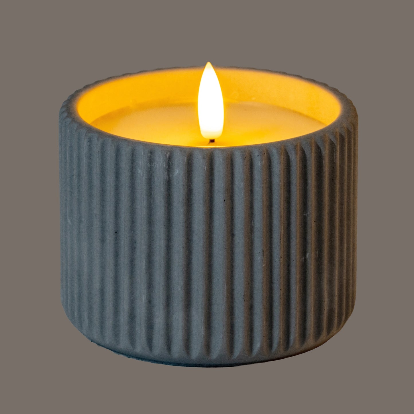 Luxe Collection Natural Glow Chalk Ribbed Medium Led Candle - Candles from the Quanta Home collection.