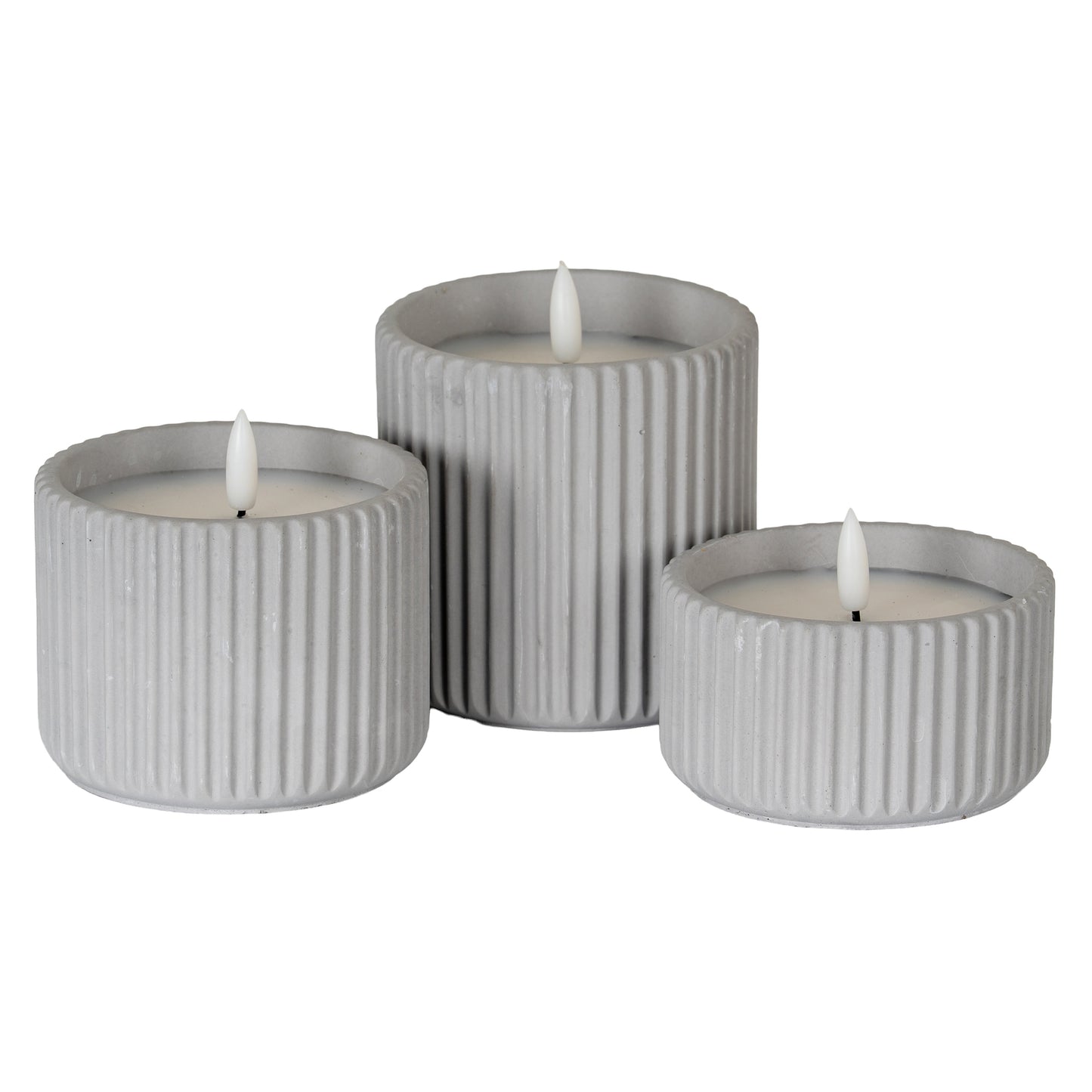 Luxe Collection Natural Glow Chalk Ribbed Medium Led Candle - Candles from the Quanta Home collection.