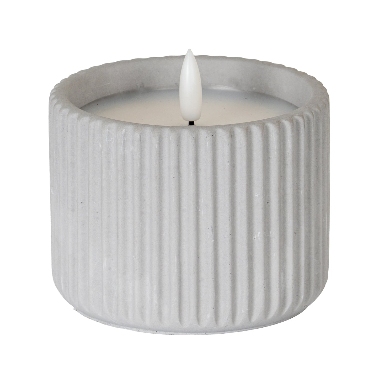 Luxe Collection Natural Glow Chalk Ribbed Medium Led Candle - Candles from the Quanta Home collection.