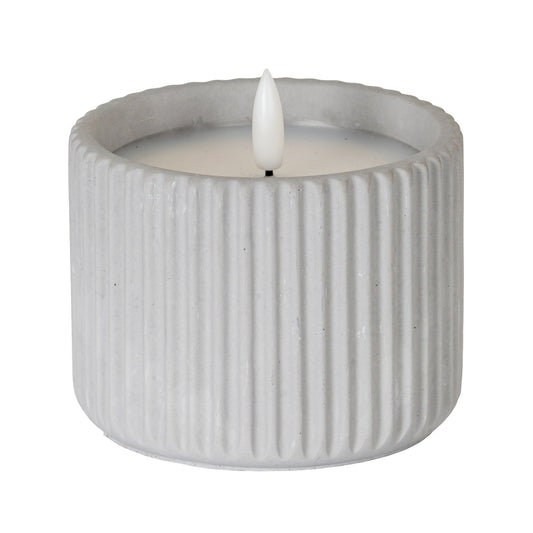 Luxe Collection Natural Glow Chalk Ribbed Medium Led Candle - Candles from the Quanta Home collection.