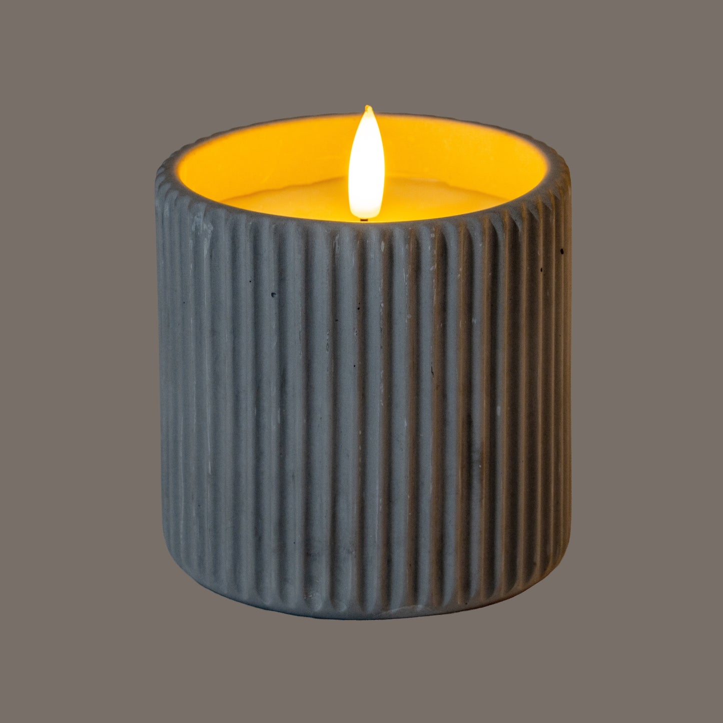 Luxe Collection Natural Glow Chalk Ribbed Large Led Candle - Candles from the Quanta Home collection.