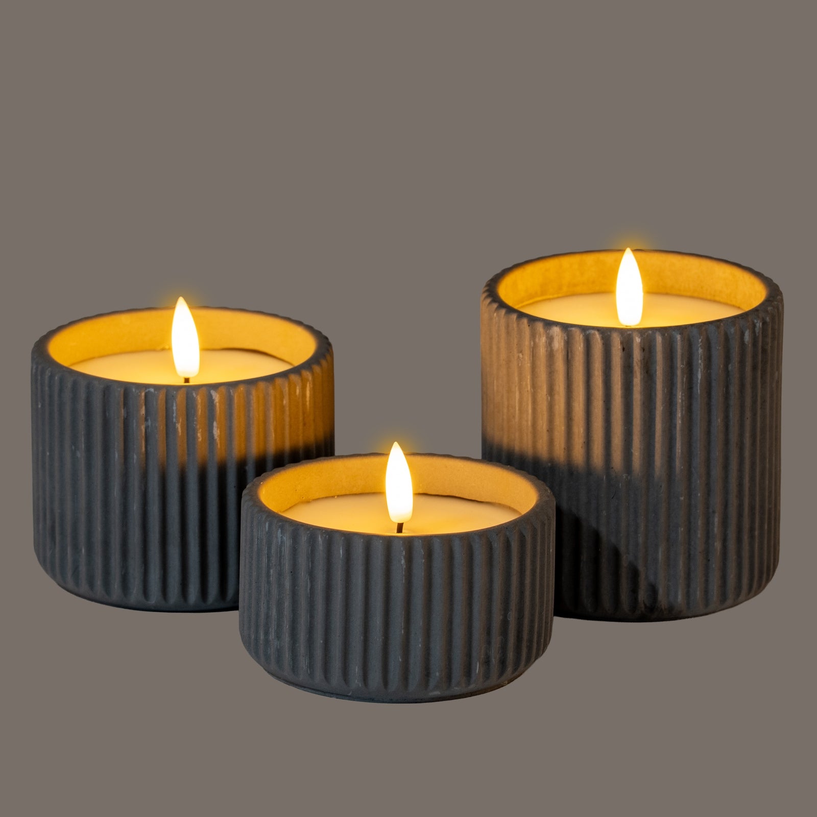 Luxe Collection Natural Glow Chalk Ribbed Large Led Candle - Candles from the Quanta Home collection.