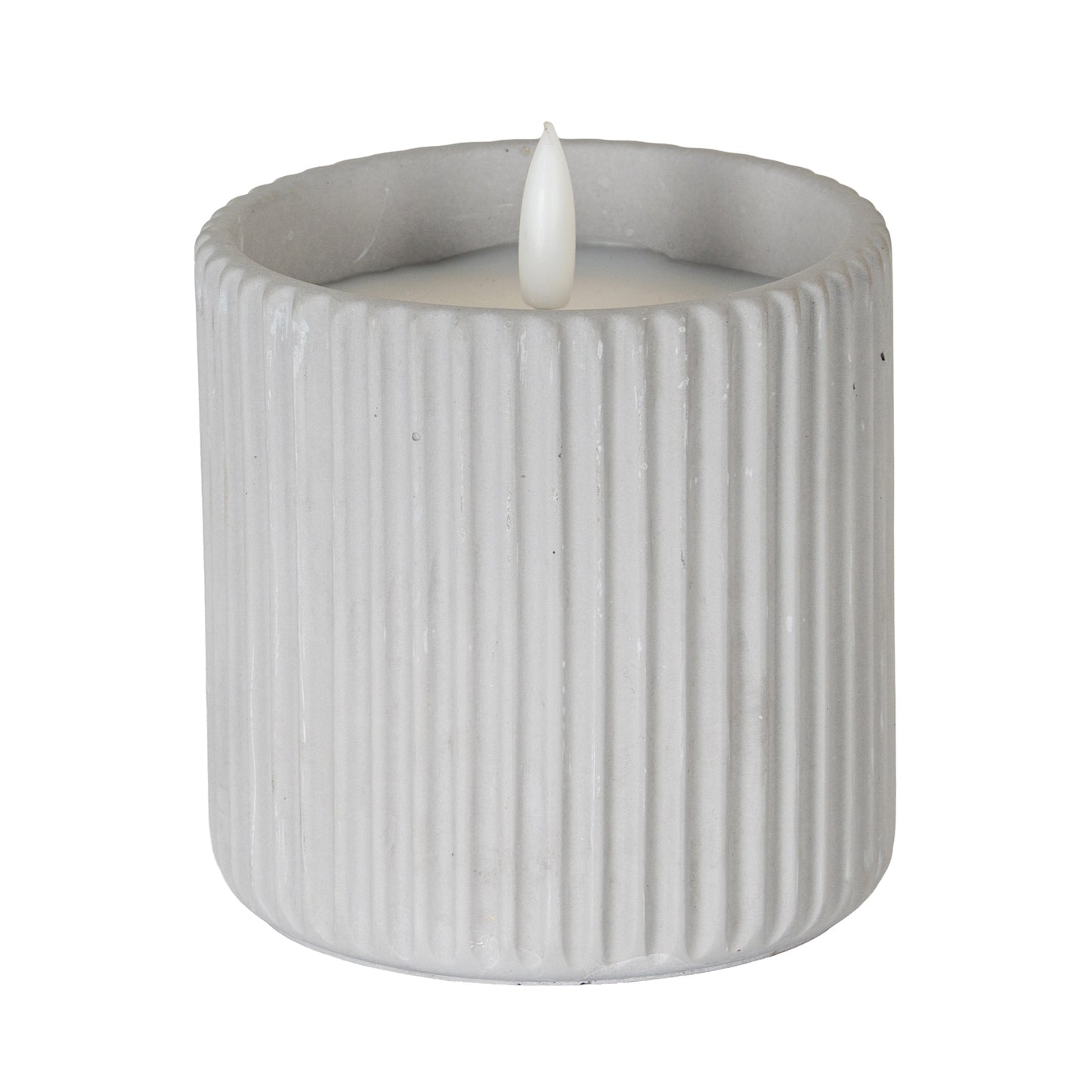 Luxe Collection Natural Glow Chalk Ribbed Large Led Candle - Candles from the Quanta Home collection.