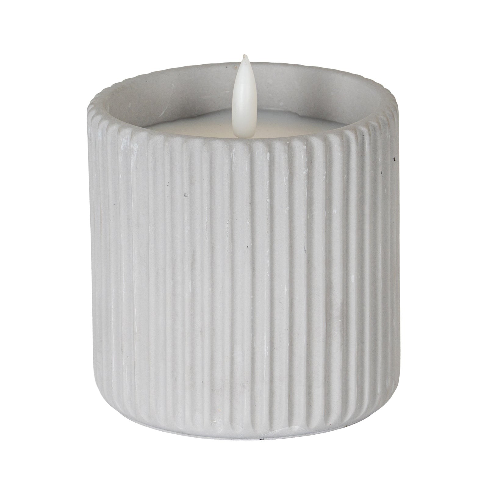 Luxe Collection Natural Glow Chalk Ribbed Large Led Candle - Candles from the Quanta Home collection.
