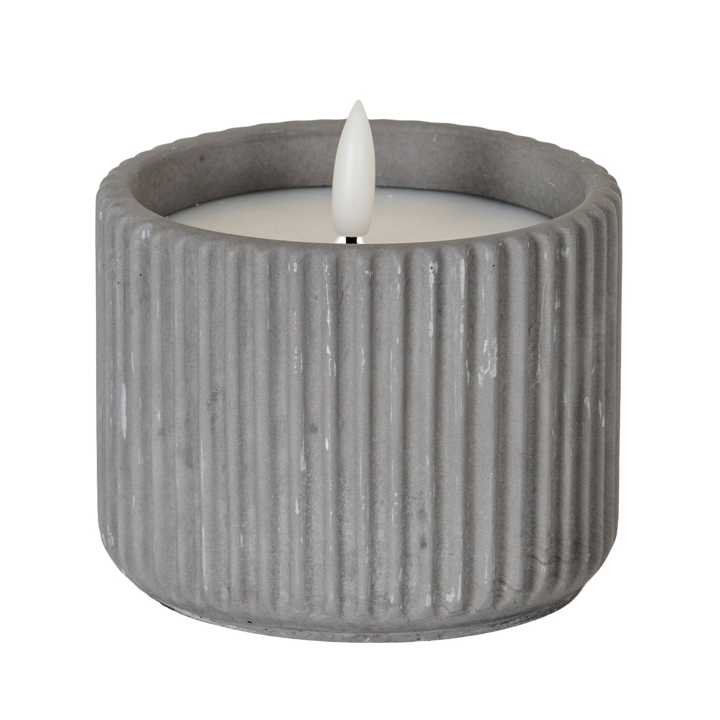 Luxe Collection Natural Glow Grey Ribbed Medium Led Candle - Candles from the Quanta Home collection.