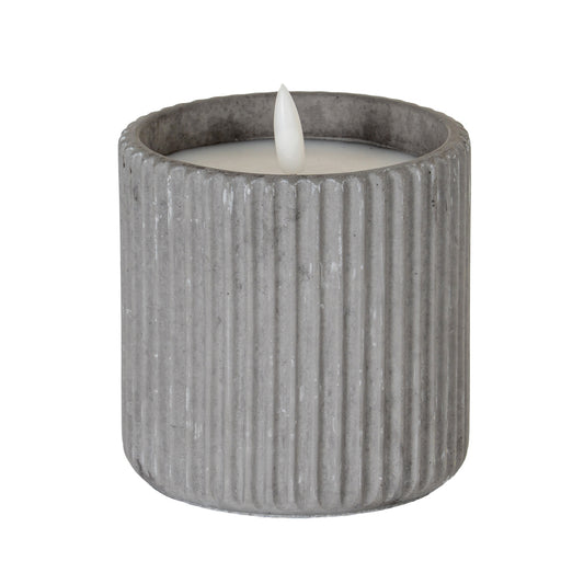 Luxe Collection Natural Glow Grey Ribbed Large Led Candle - Candles from the Quanta Home collection.