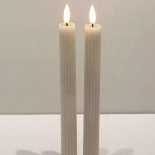 Luxe Collection Natural Glow Taupe Ribbed Taper Candles - Candles from the Quanta Home collection.