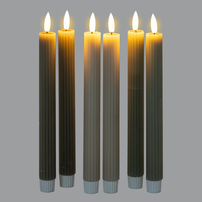 Luxe Collection Natural Glow Grey  Ribbed Taper Candles