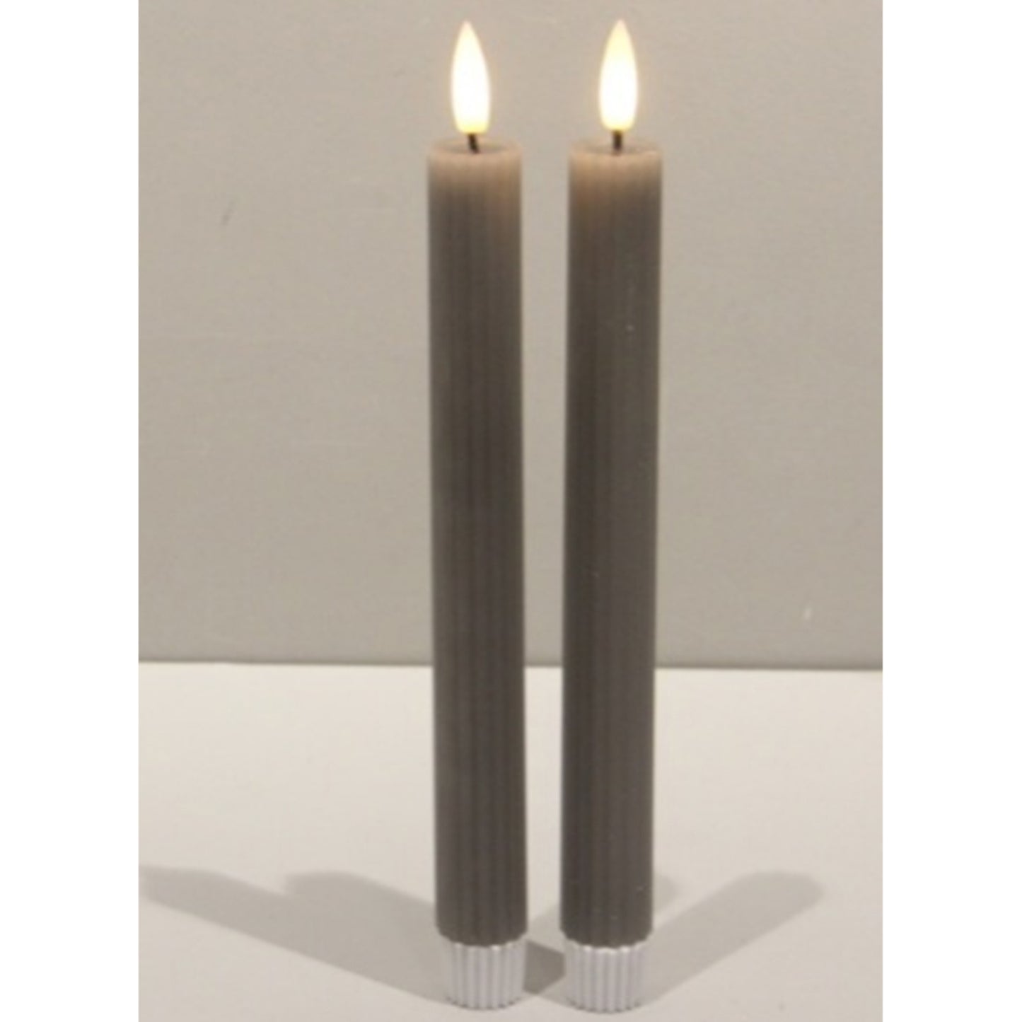 Luxe Collection Natural Glow Grey Ribbed Taper Candles - Candles from the Quanta Home collection.