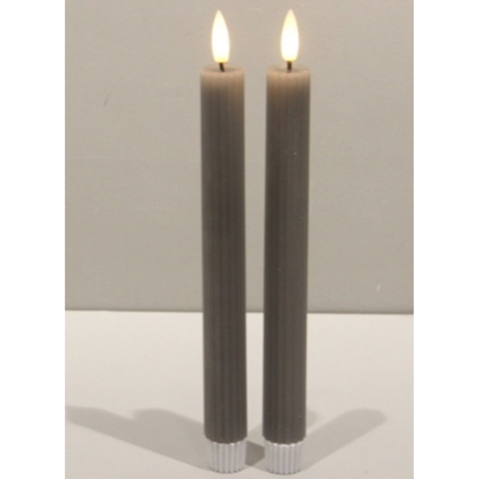 Luxe Collection Natural Glow Grey Ribbed Taper Candles - Candles from the Quanta Home collection.