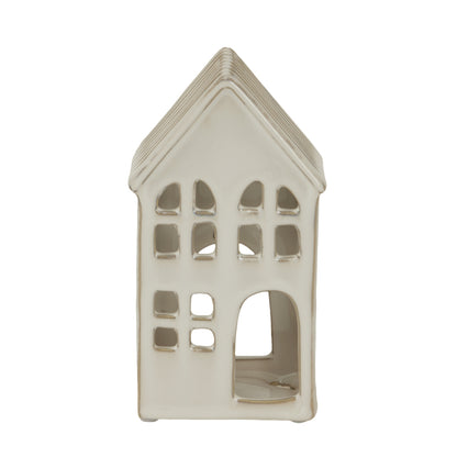 Large White Ceramic House Tea Light Holder - Christmas Candles & Candle Accessories from the Quanta Home collection.