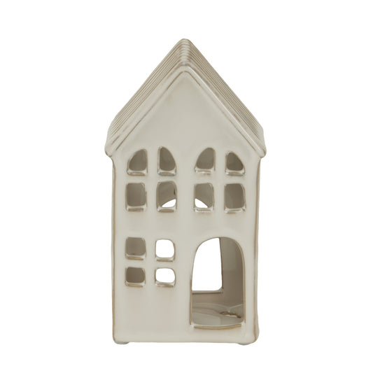 Large White Ceramic House Tea Light Holder - Christmas Candles & Candle Accessories from the Quanta Home collection.