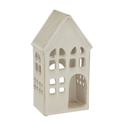 White Ceramic House Tea Light Holder - Christmas Candles & Candle Accessories from the Quanta Home collection.