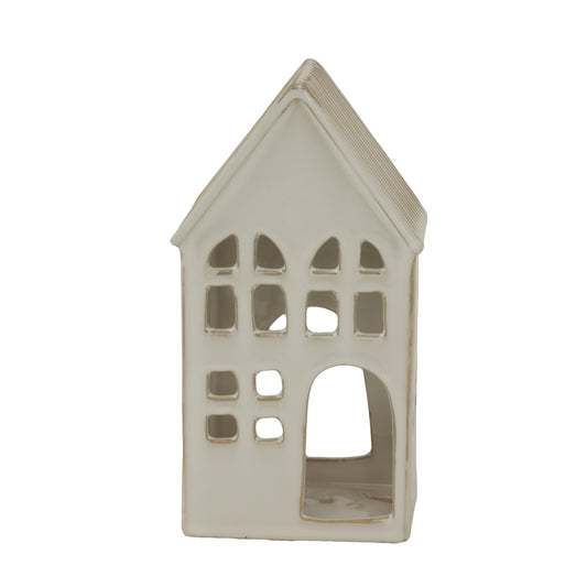 White Ceramic House Tea Light Holder - Christmas Candles & Candle Accessories from the Quanta Home collection.