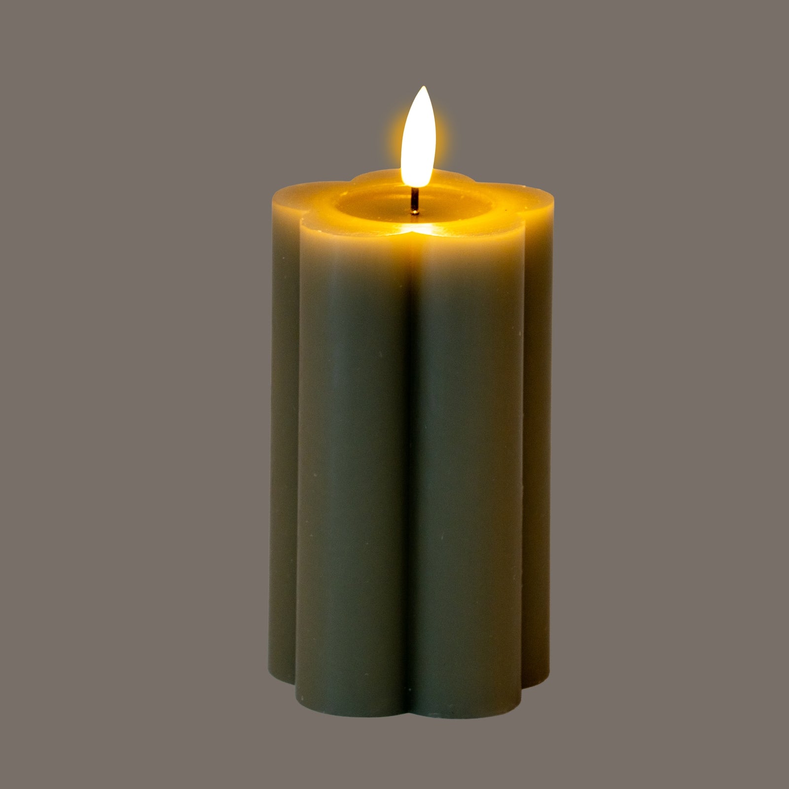 Luxe Collection Natural Glow 2.75x5 Grey Pillar LED Candle - LED from the Quanta Home collection.
