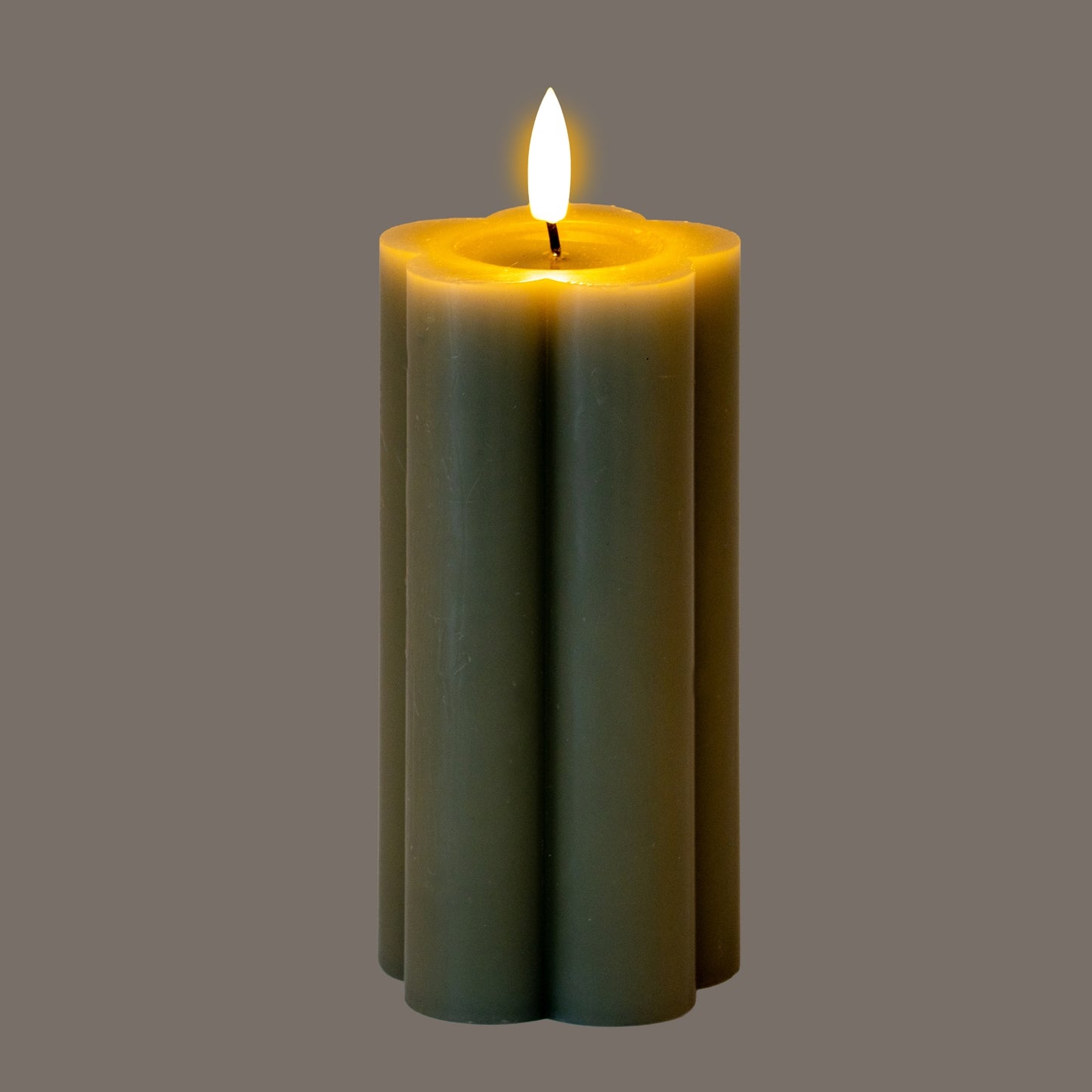 Luxe Collection Natural Glow 2.75x6 Grey Pillar LED Candle - LED from the Quanta Home collection.