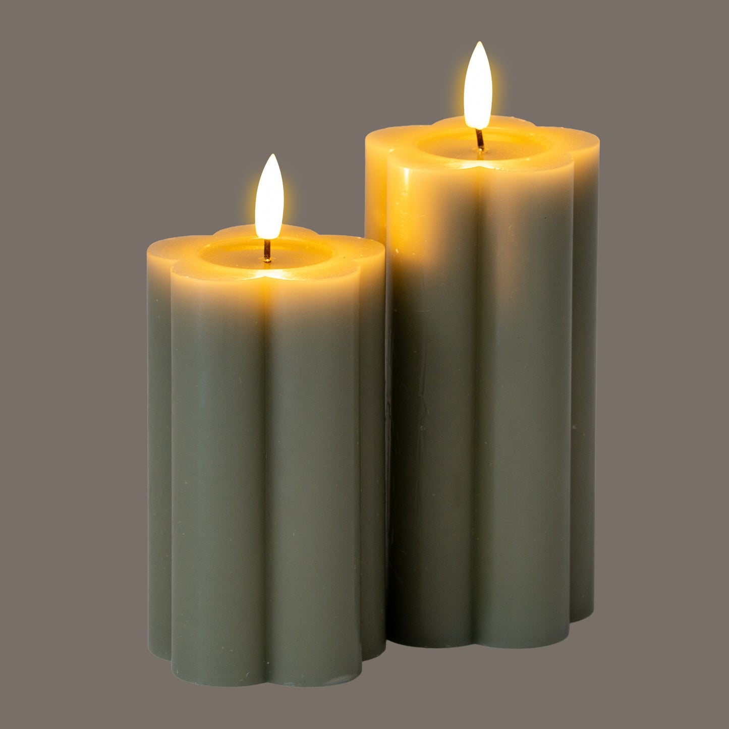 Luxe Collection Natural Glow 2.75x6 Grey Pillar LED Candle - LED from the Quanta Home collection.