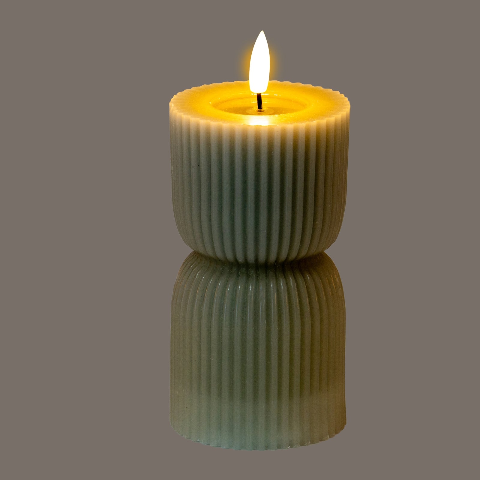 Luxe Collection Natural Glow 2.75x6 Grey Carved LED Candle - LED from the Quanta Home collection.