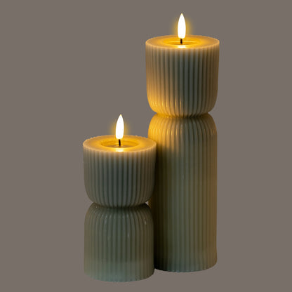 Luxe Collection Natural Glow 2.75x6 Grey Carved LED Candle - LED from the Quanta Home collection.