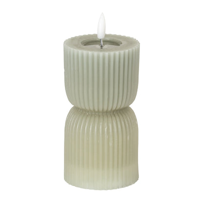 Luxe Collection Natural Glow 2.75x6 Grey Carved LED Candle - LED from the Quanta Home collection.
