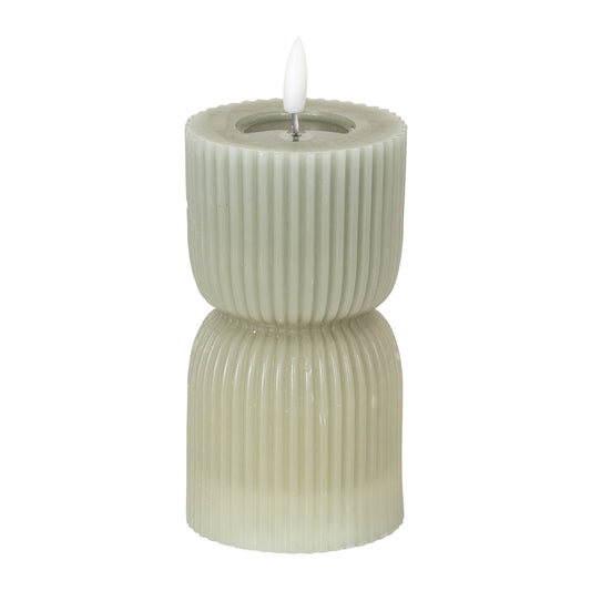 Luxe Collection Natural Glow 2.75x6 Grey Carved LED Candle - LED from the Quanta Home collection.