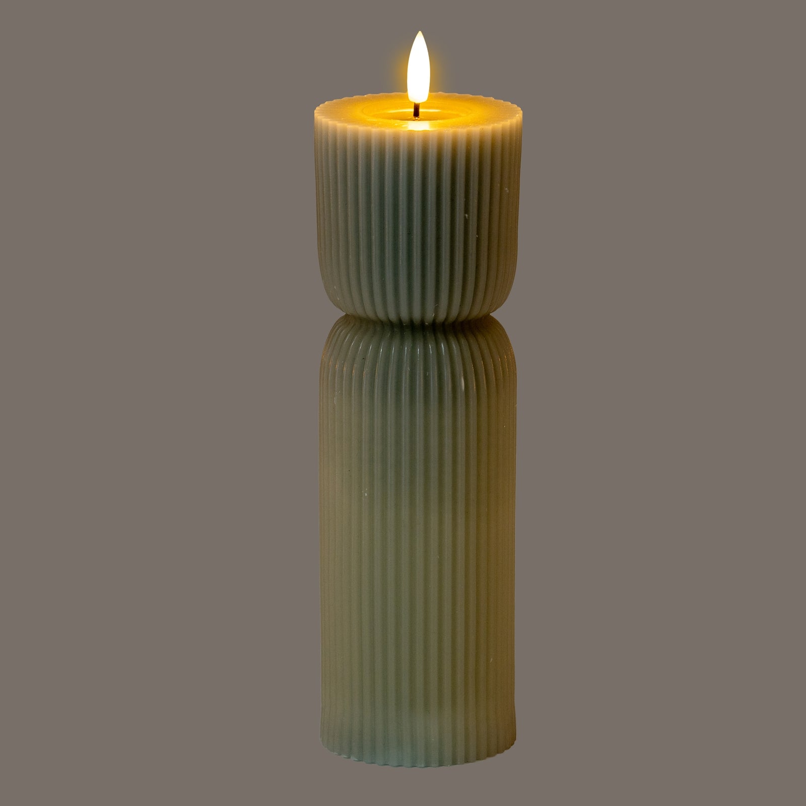 Luxe Collection Natural Glow 2.75x10 Grey Carved LED Candle - LED from the Quanta Home collection.